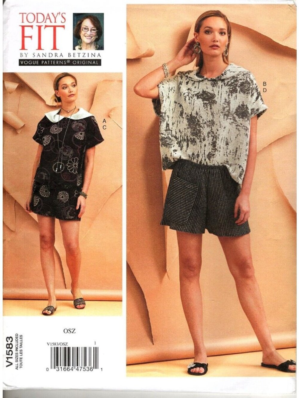 Vogue V1583 Misses XS to XXL Sandra Betzina Top and Shorts Uncut Sewing Pattern